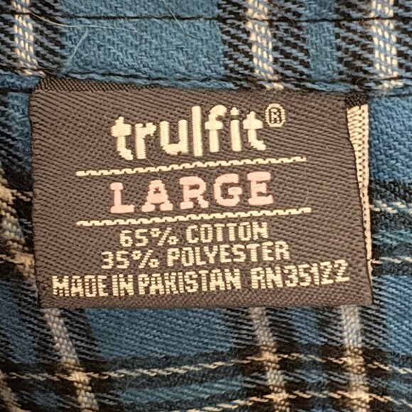 TruFit Blue Plaid Button Up Large - Picture 5 of 6